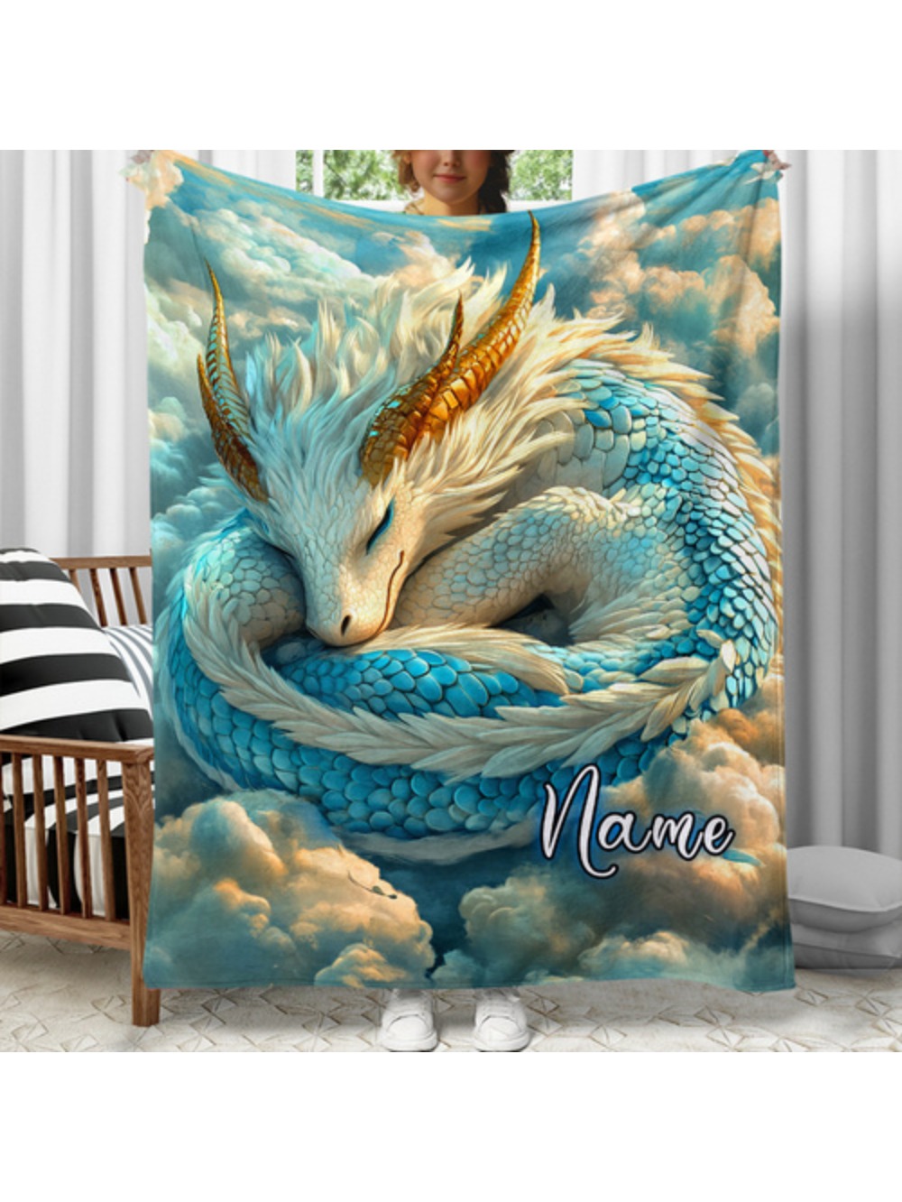 1pc Of A Personalized Cloud Sleeping Dragon Blanket Perfect For Staying Cozy During Winter This Lightweight Flannel Throw Is Ideal For Use On Sofas Beds While Traveling Camping Or