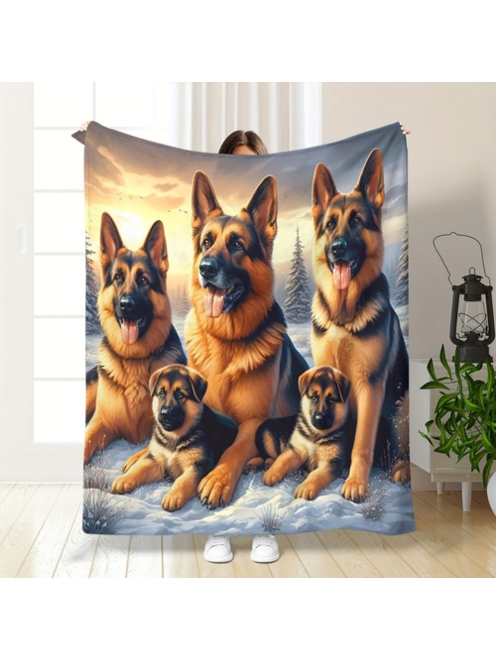 3d Digital Print German Shepherd Puppy Blanket Soft Flannel Cozy Throw For Home Office Camping Travel Machine Washable All Season Gift For Dog Lovers Dog Decor Cozy Indoor Blan