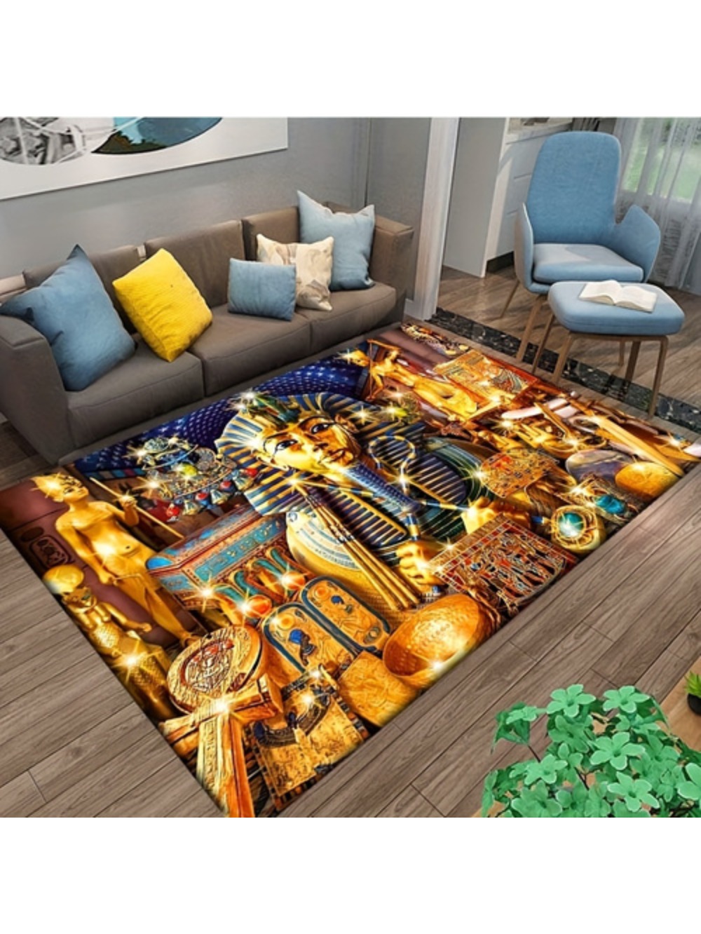 3d Golden Print Area Rug 3d Golden Print Egyptian Pharaoh Inspired Large Area Rug Non Slip Machine Washable For Living Room Bedroom Dorm Decor